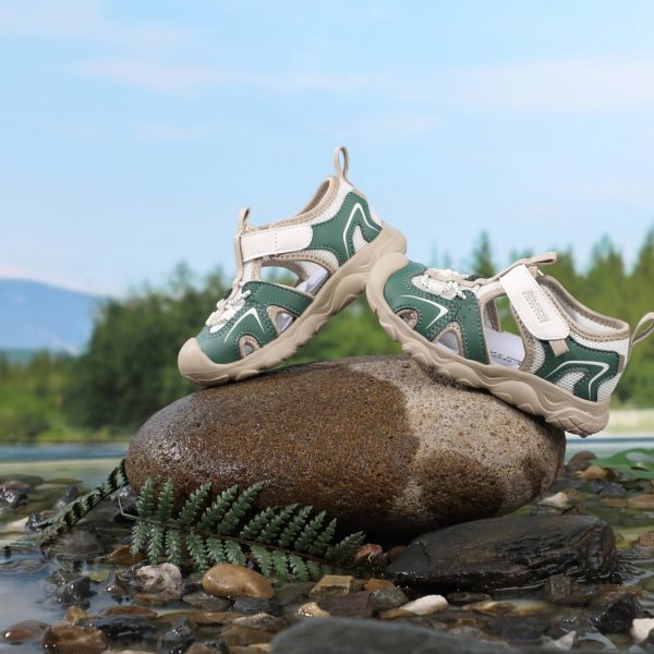 Kids Forest Green and Beige Sandals