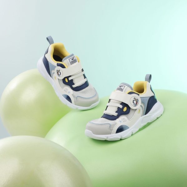Sporty White & Navy Kids Sneakers