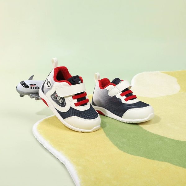 White Navy and Red Sneakers